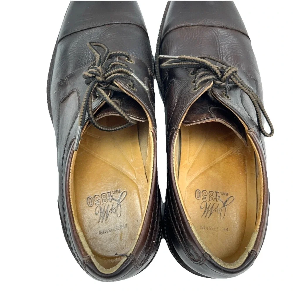 Johnston Murphy Sheepskin Leather Cap Toe Oxford Shoes 20-8922 Brown‎ Size 10 M